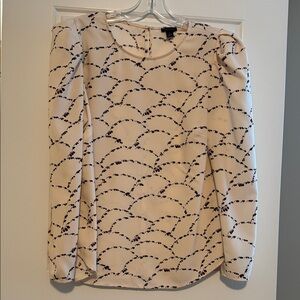 Ann Taylor Cream and Black Patterned Blouse